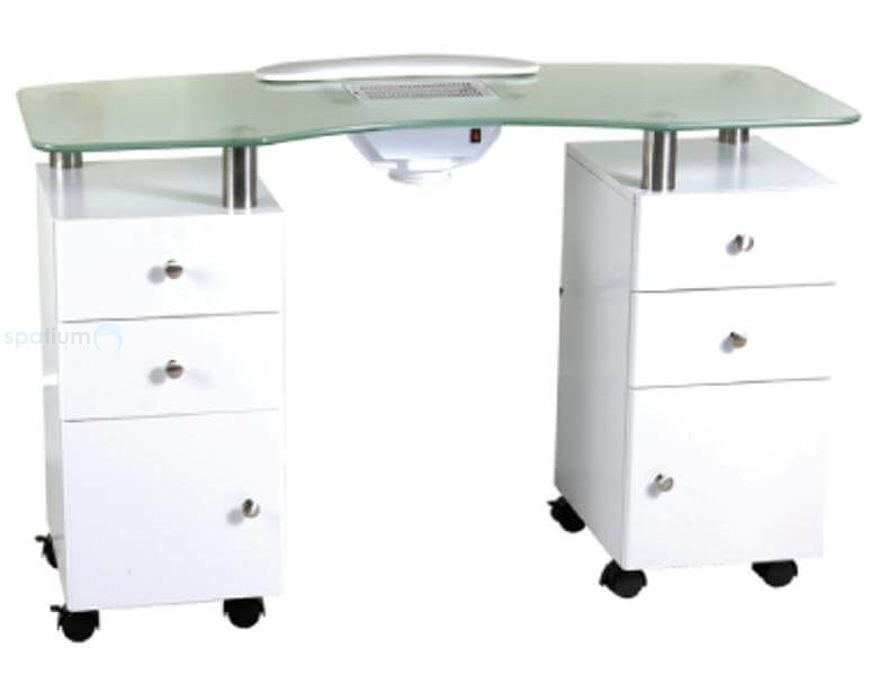 Εικόνα της NAIL GLASS TABLE WITH TWO DRAWERS