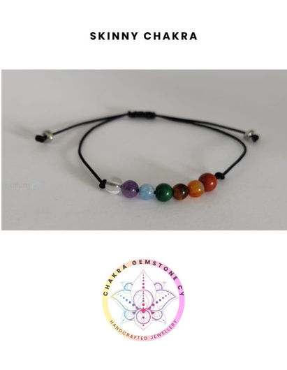 Picture of 7 Chakra Natural Gemstone Energy Bracelet with adjustable cord  16-22CM Mini Bracelet