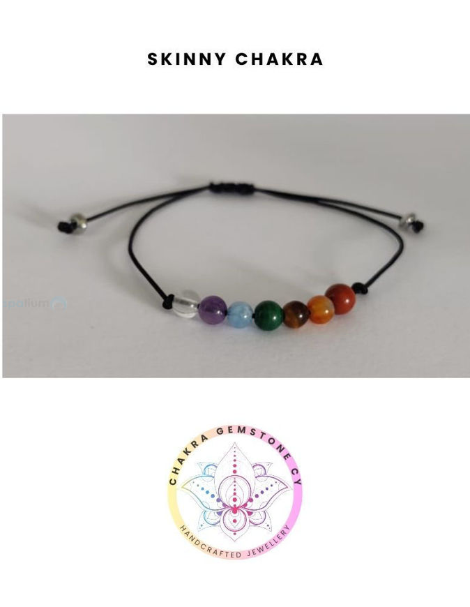 Picture of 7 Chakra Natural Gemstone Energy Bracelet with adjustable cord  16-22CM Mini Bracelet