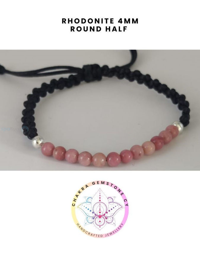 Picture of Pink Rhodonite Energy Bracelet - STONE OF COMPASSION. 16-22CM Half Bracelet