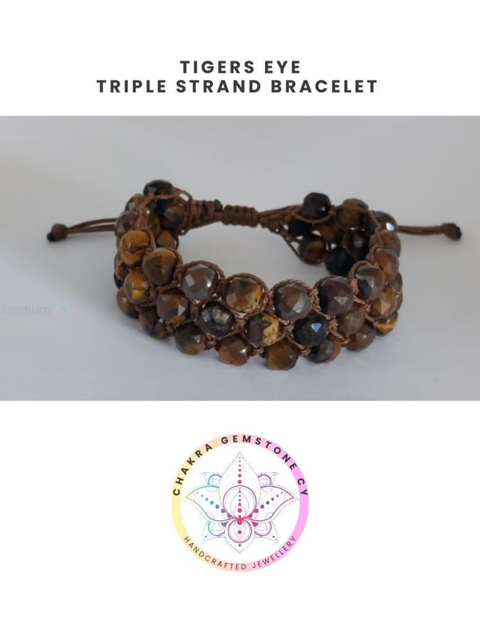 Picture of Tigers eye Energy Bracelet - POWER STONE. 16-23CM ADJUSTABLE TRIPLE STRAND